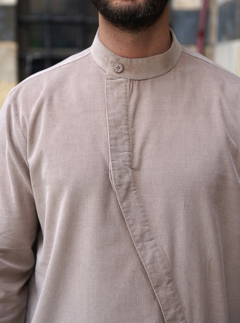 Angled Buttoned Corduroy Shirt