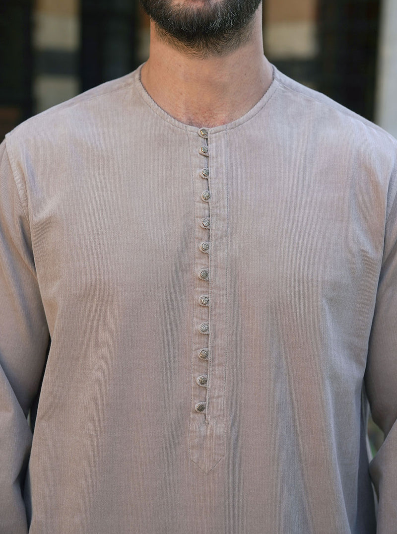 Ornate Buttons Corduroy Kurta