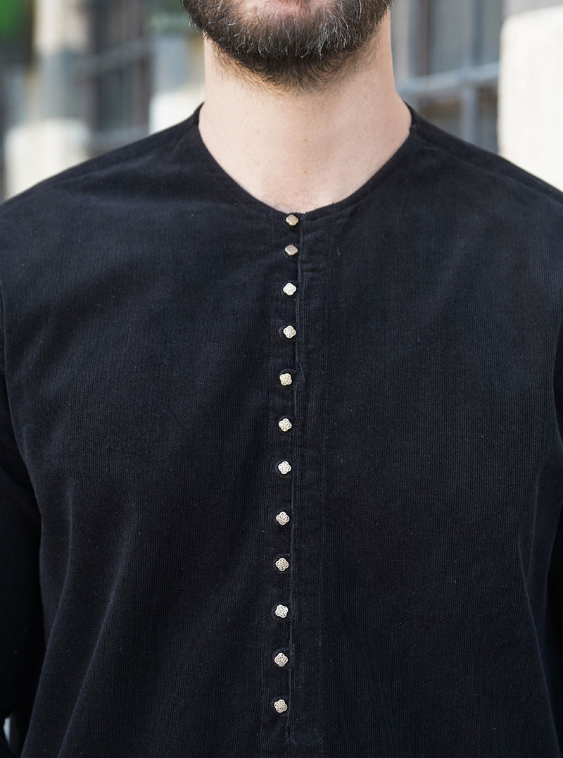 Ornate Buttons Corduroy Kurta