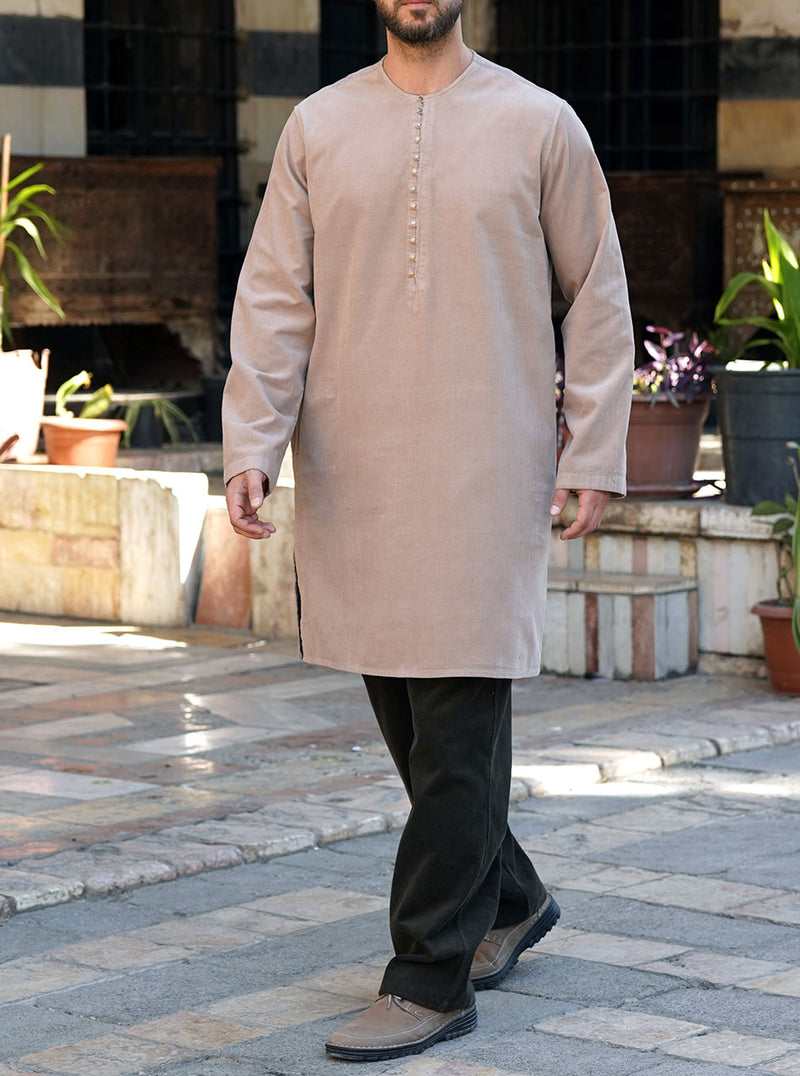 Ornate Buttons Corduroy Kurta