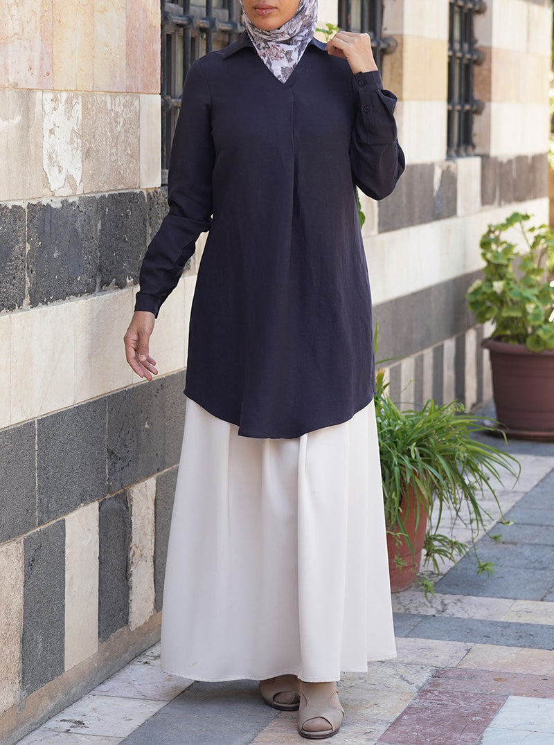 Linen Front Pleat Blouse