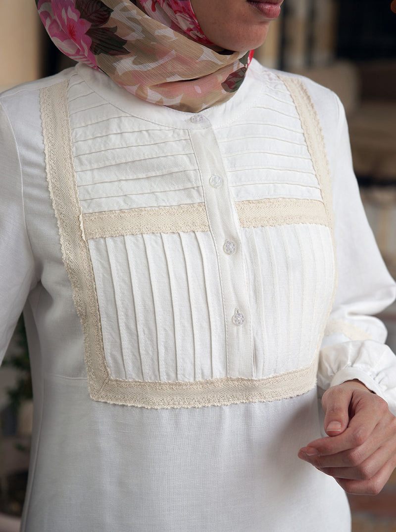 Lace and Pleated Blouse