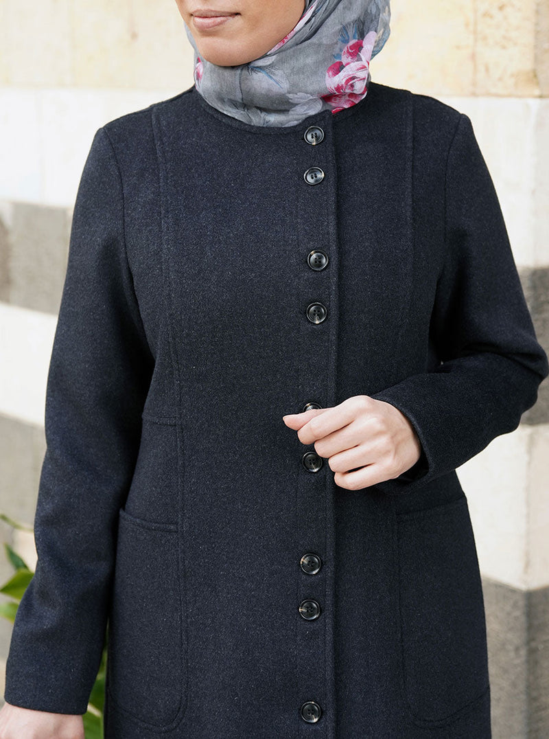 Side Buttoned Wool Coat