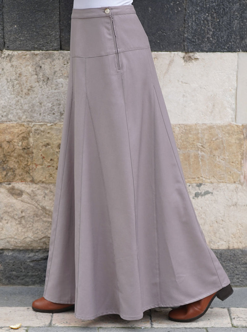 Paneled and Godeted Maxi Skirt