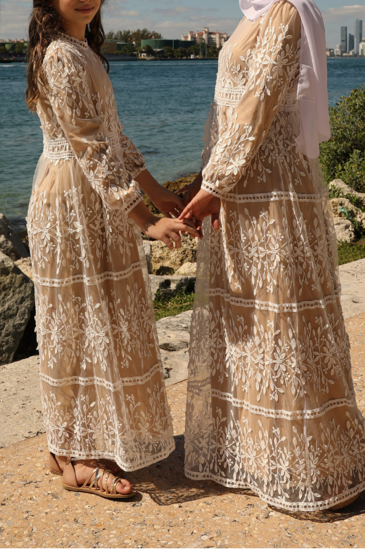 Mini Avery Lace Maxi Dress - Chai Tea Latte