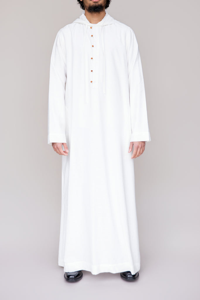 Wooden Button Thobe with Hoodie