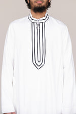 Ayyub Rayon Thobe with Black Contrast Trim