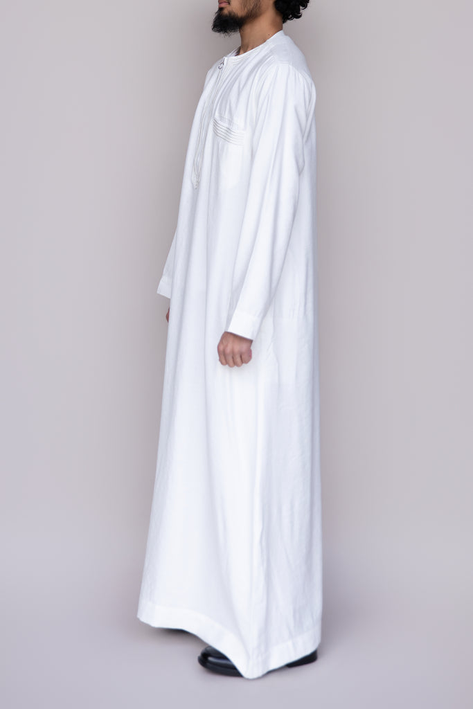 Twine Embroidered Thobe with Zipper