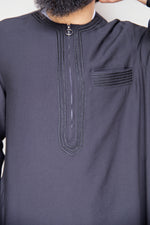 Twine Embroidered Thobe with Zipper