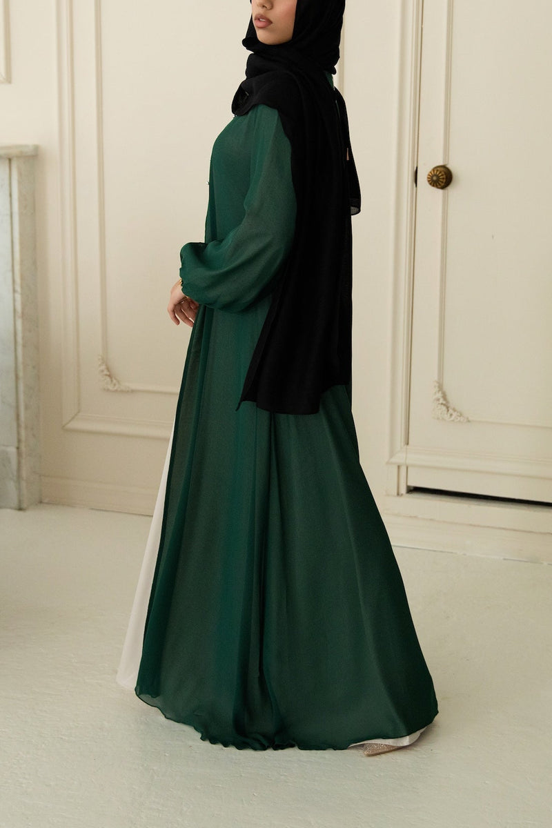 Hawa Chiffon Cardigan - Evergreen