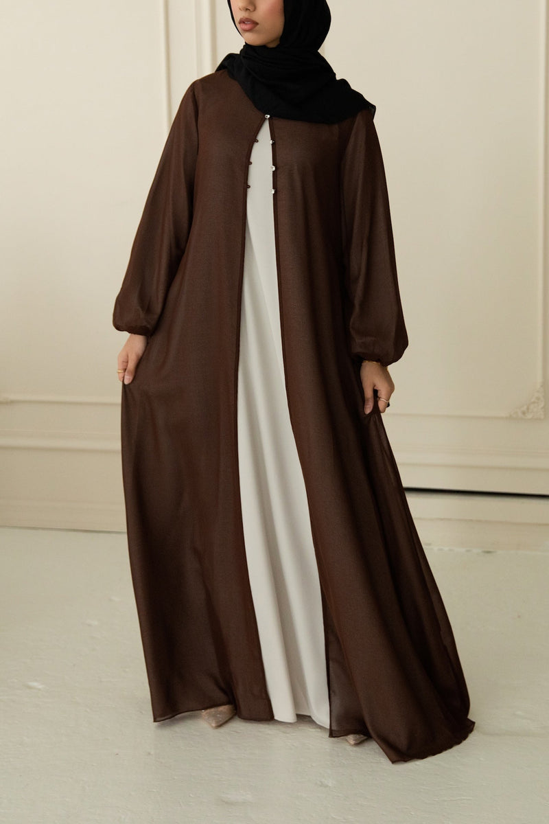 Hawa Chiffon Cardigan - Cocoa