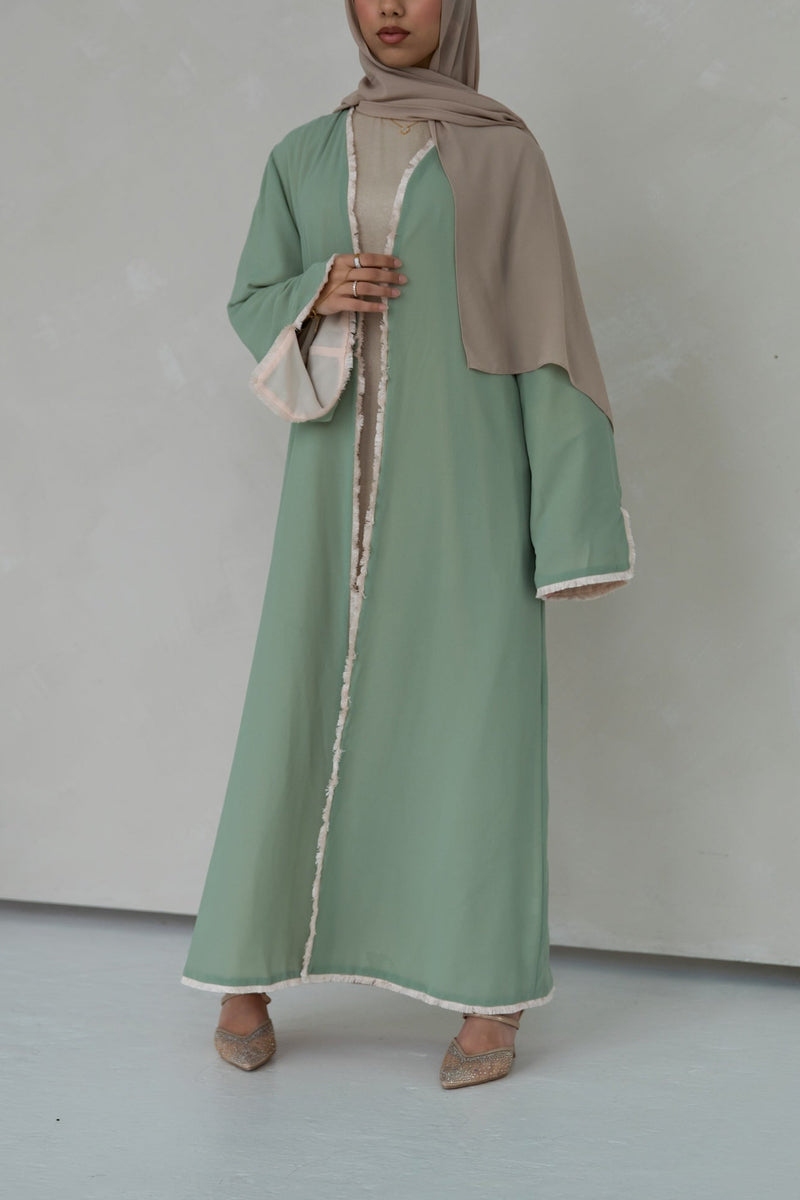 Alwan Reversible Kimono Abaya - Pistachio Creme
