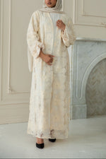 Azra Embroidered Abaya Set - Ivory Creme