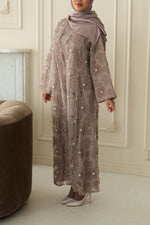 Azra Embroidered Abaya Set - Rose Taupe