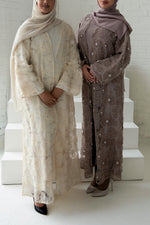 Azra Embroidered Abaya Set - Rose Taupe