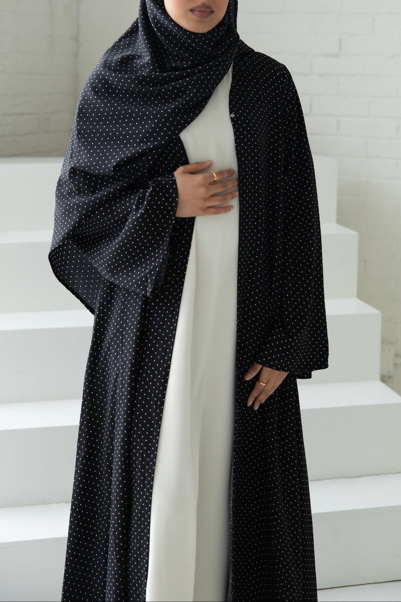Qamar Kimono Abaya - Starlit Onyx