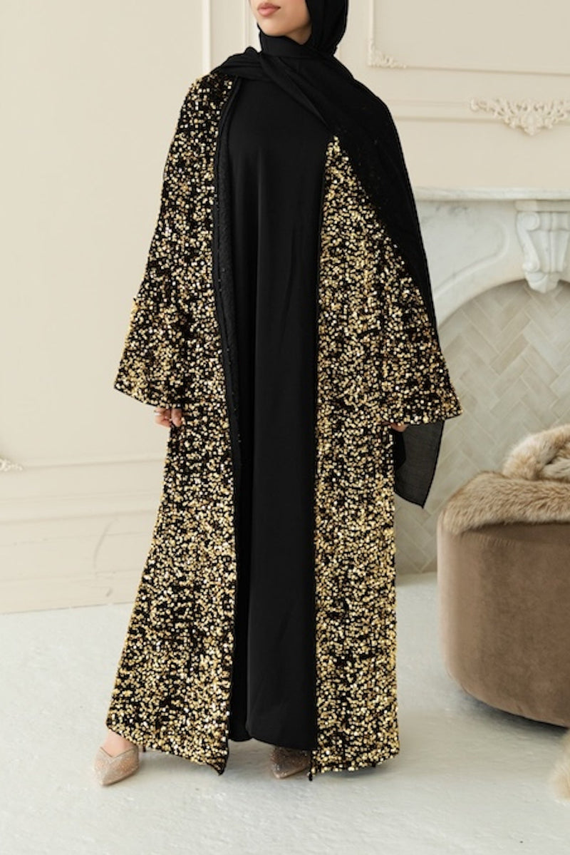 Ridaa Sequin Abaya - Liquid Gold