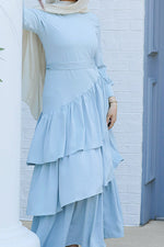 Valencia Tiered Pleated Dress - Powder Blue