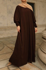 Madinah Smocked Sleeve Batwing Abaya - Cocoa