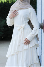 Valencia Tiered Pleated Dress - Cream