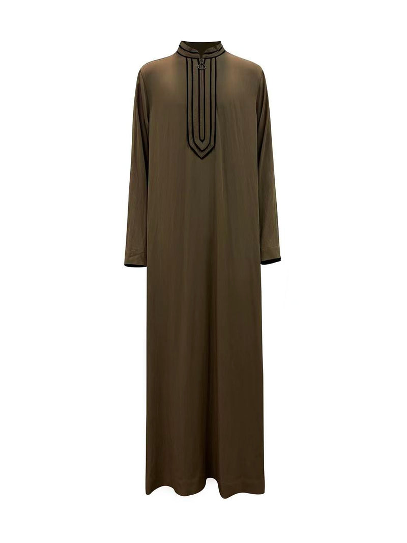 Ayyub Rayon Thobe with Black Contrast Trim