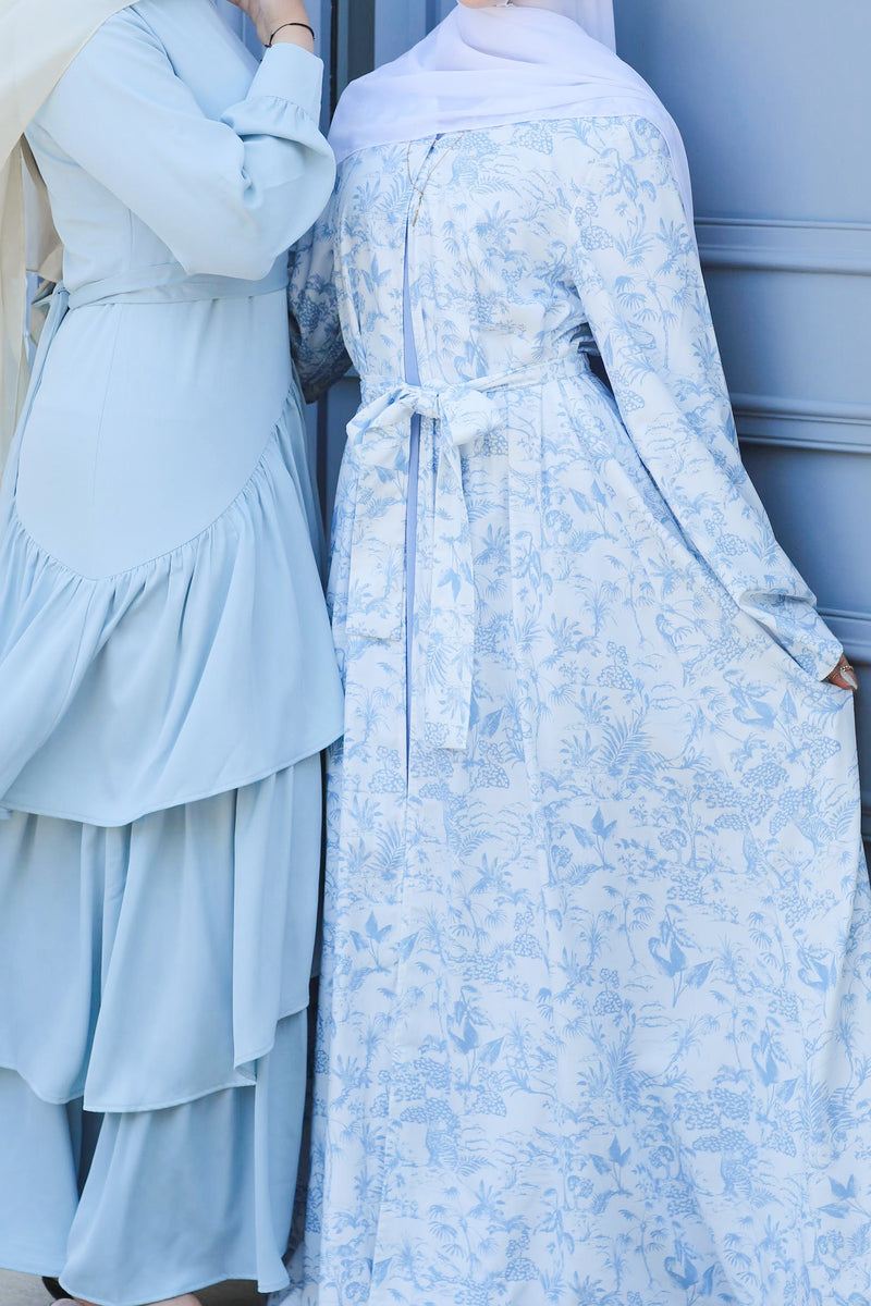 Nawar Toile Kimono Abaya – Bleu