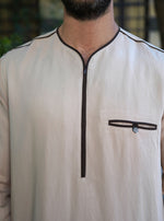 basra rayon blend thobe with contrast trim