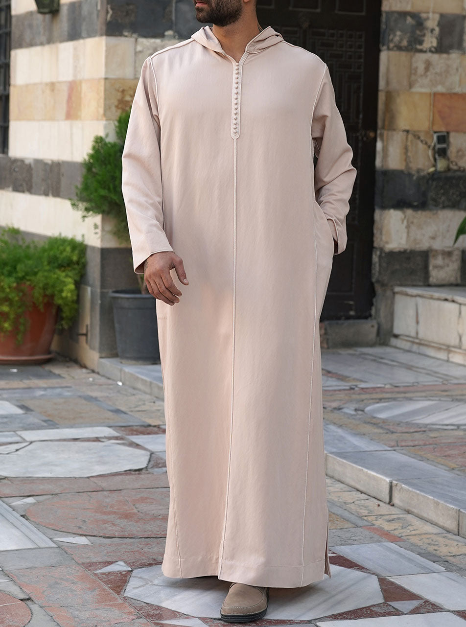 Zaytuna Moroccan Thobe – Hooded Rayon Blend Embroidered Thobe for