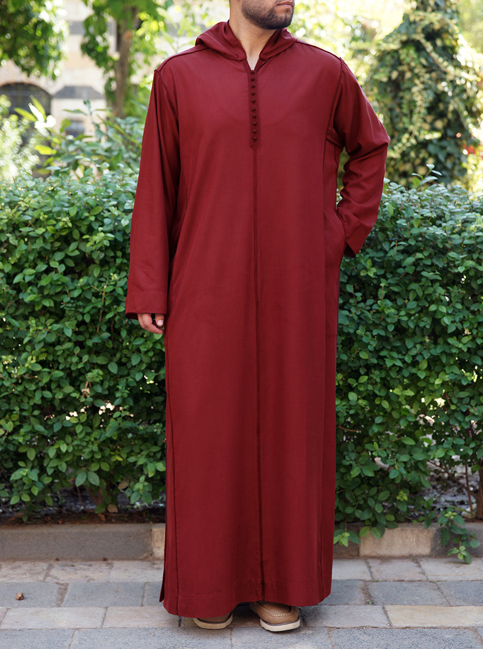 Zaytuna Moroccan Thobe – Hooded Rayon Blend Embroidered Thobe for