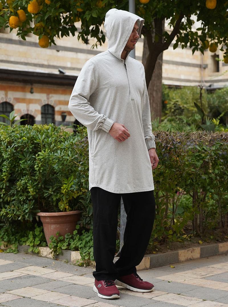 Hooded Zippered Jersey Top