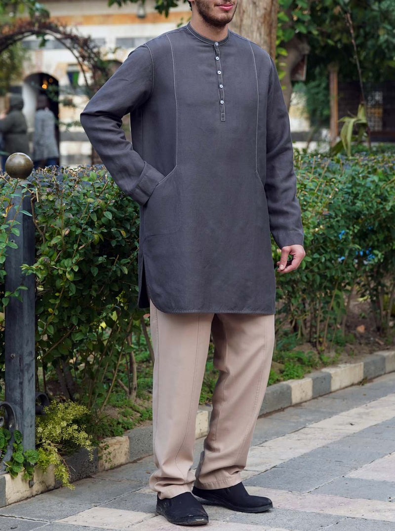 White Topstitched Linen Top