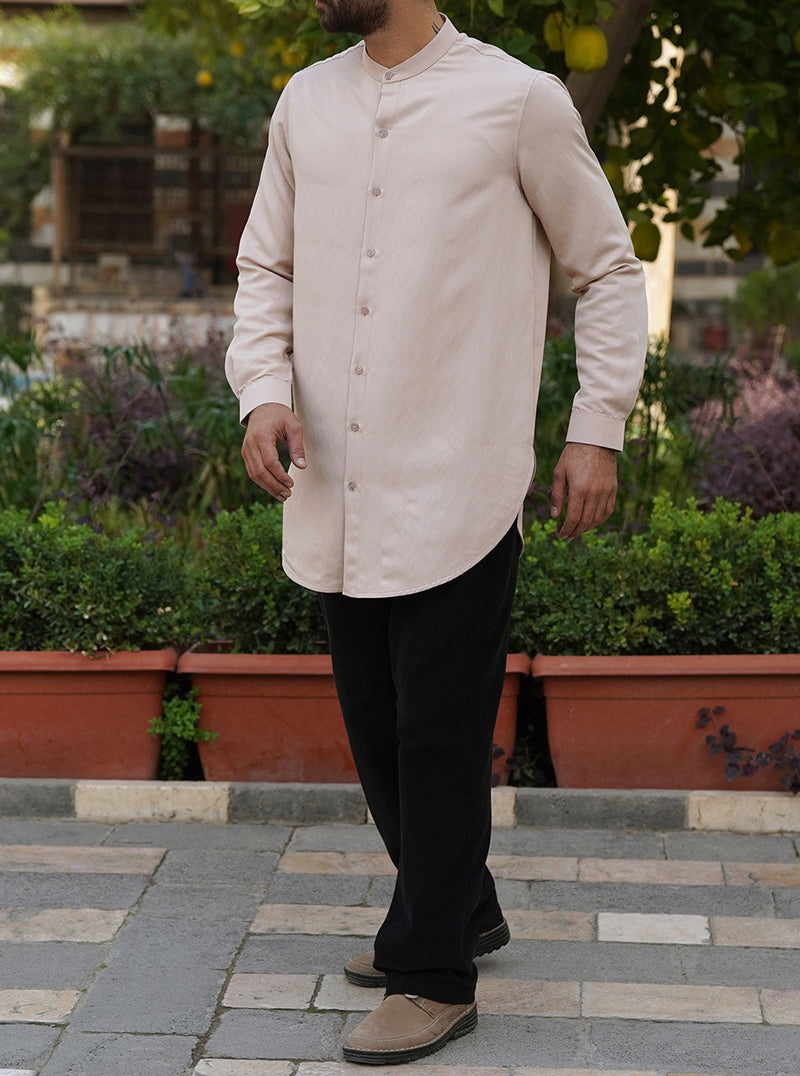 rounded hem dress shirt Curve Hem Dress Shirt: Amoeba Jacquard