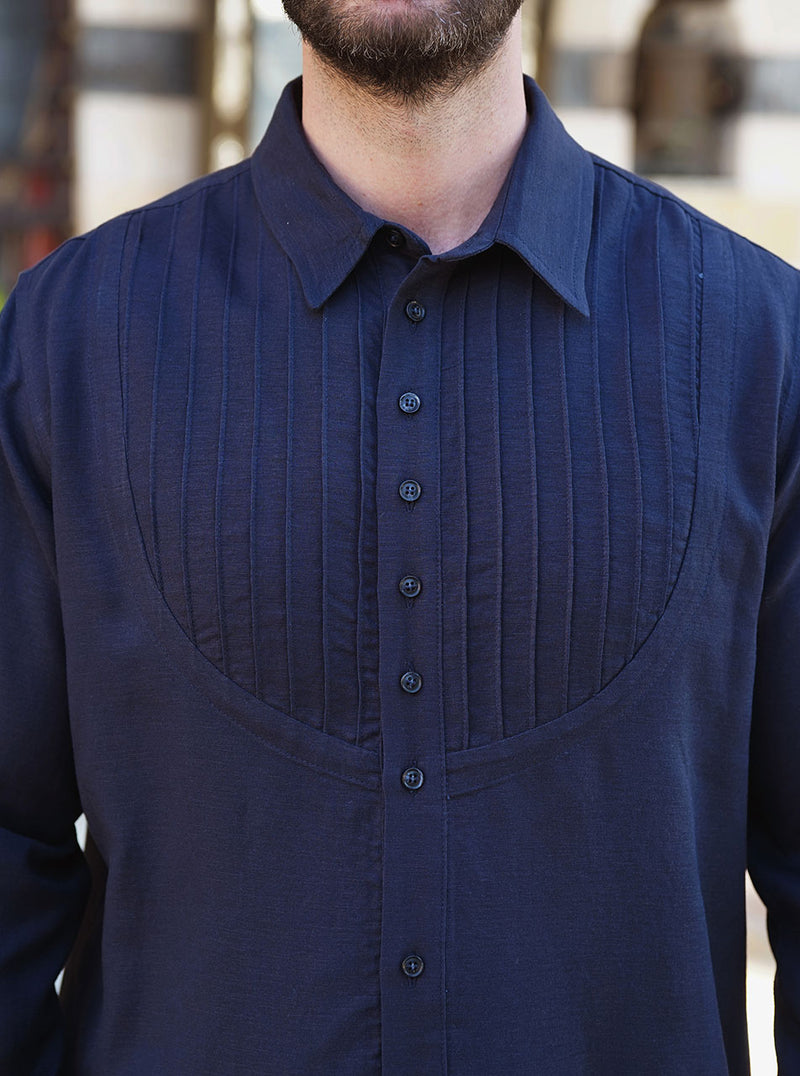 Curved Pintucked Section Top