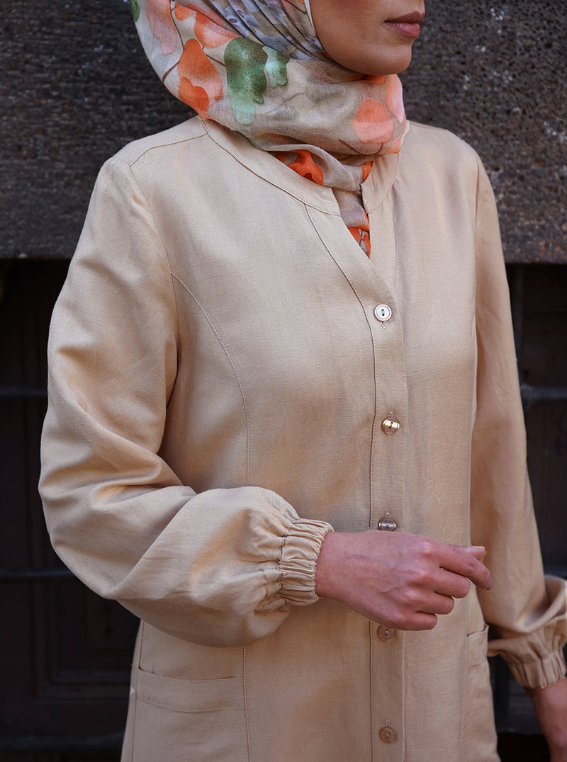 Linen Buttoned Maxi Dress