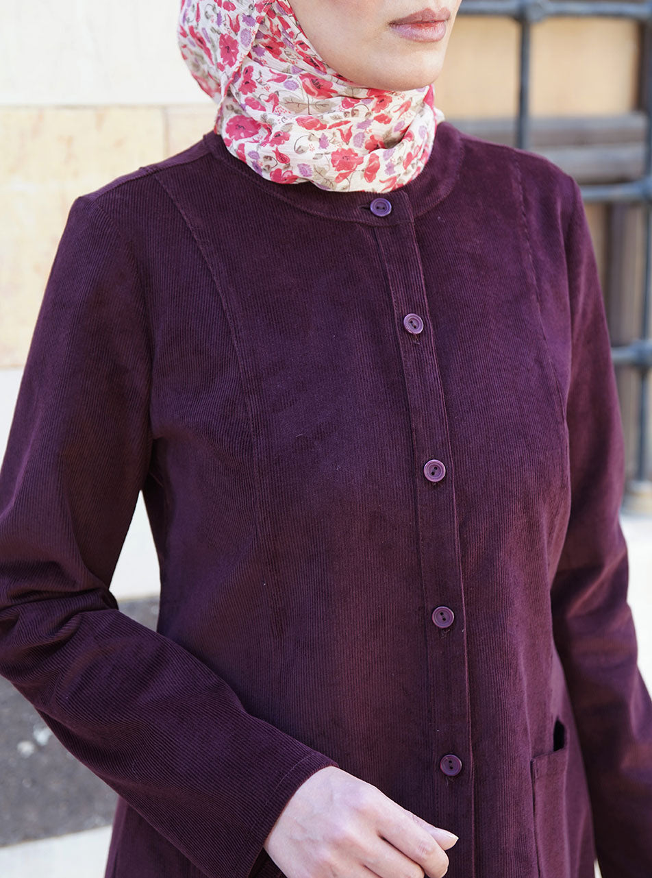 Pocketed Buttoned Corduroy Tunic | Shukr Clothing
