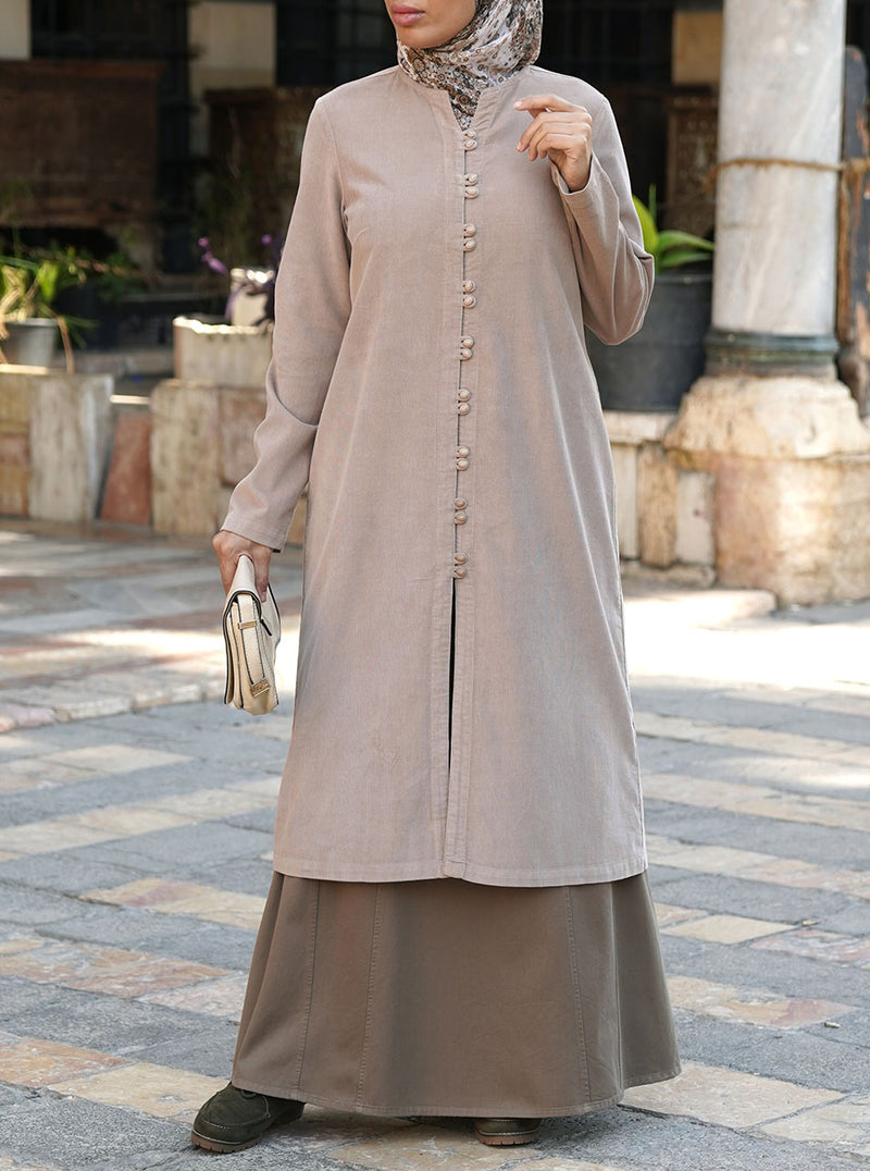 Corduroy Paired Buttons Tunic