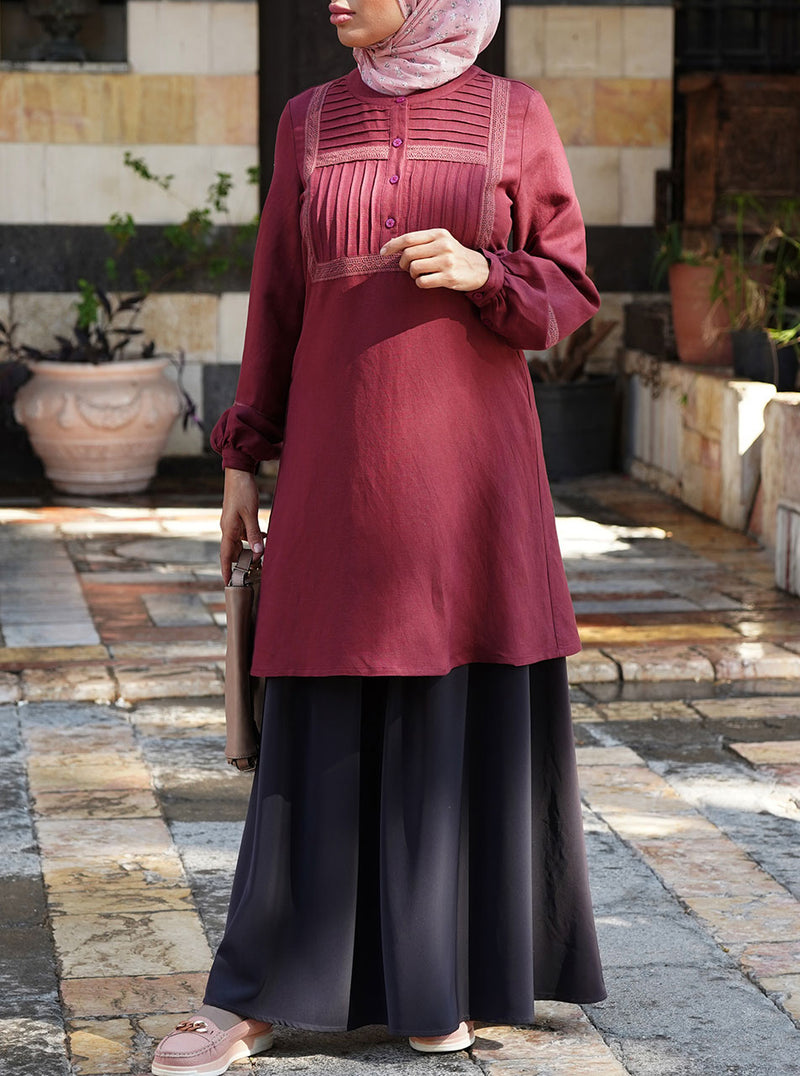 Lace and Pleated Blouse