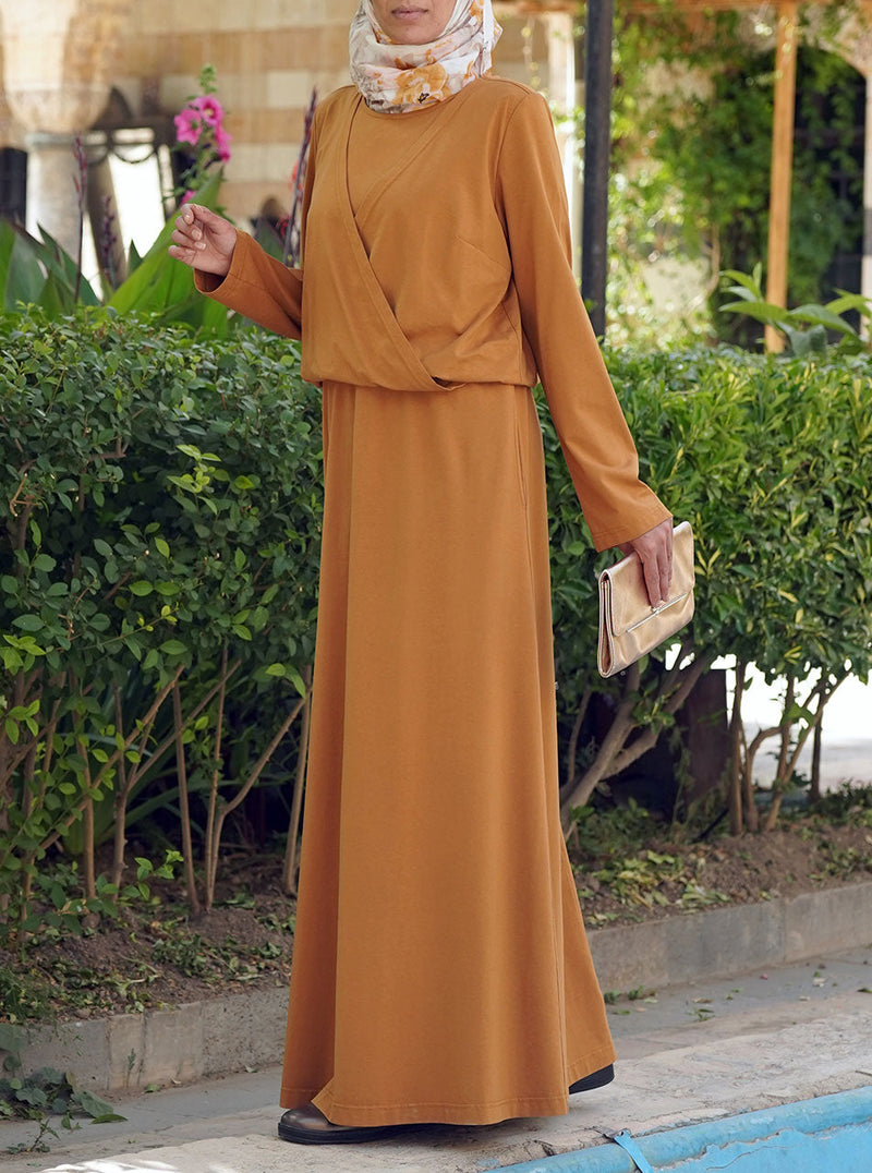 Crossover Abaya with Elasticized Waist