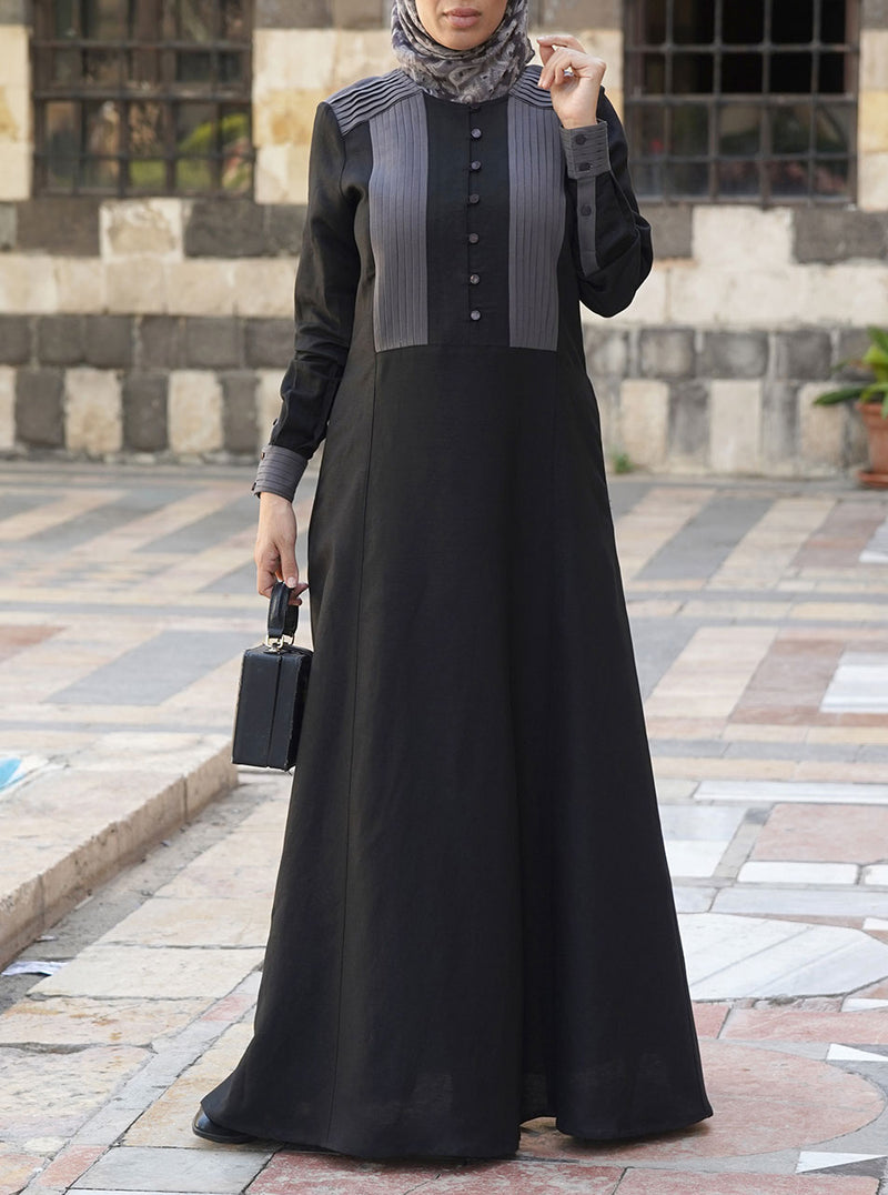 2-Tone Pleated Abaya