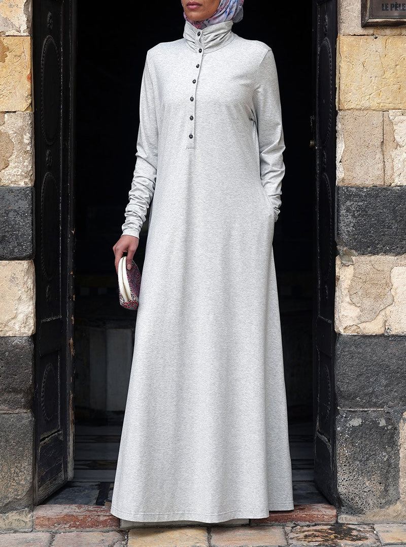 Ruched Collar and Sleeves Maxi Dress