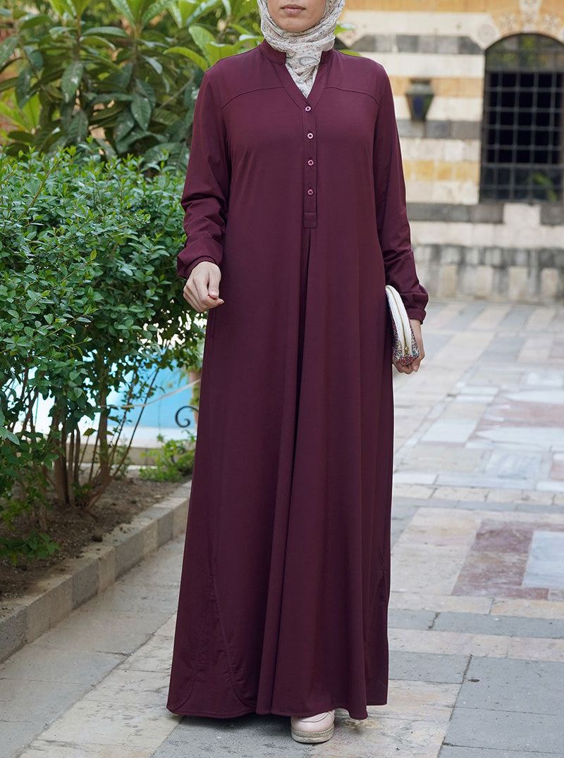 Pleated Back Jersey Abaya