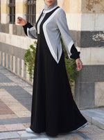 Tri-Color Maxi Dress with Flared Sleeves