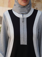 Tri-Color Maxi Dress with Flared Sleeves