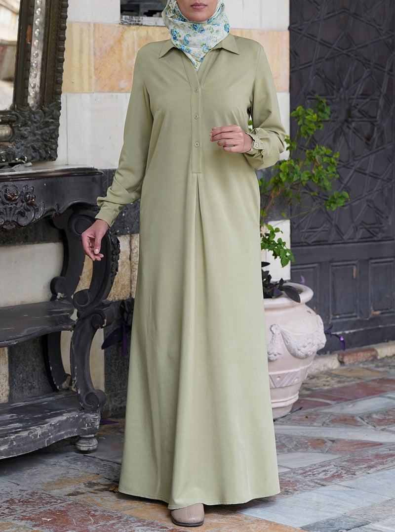 Maxi Shirtdress with Inverted Pleat