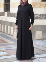 Maxi Shirtdress with Inverted Pleat