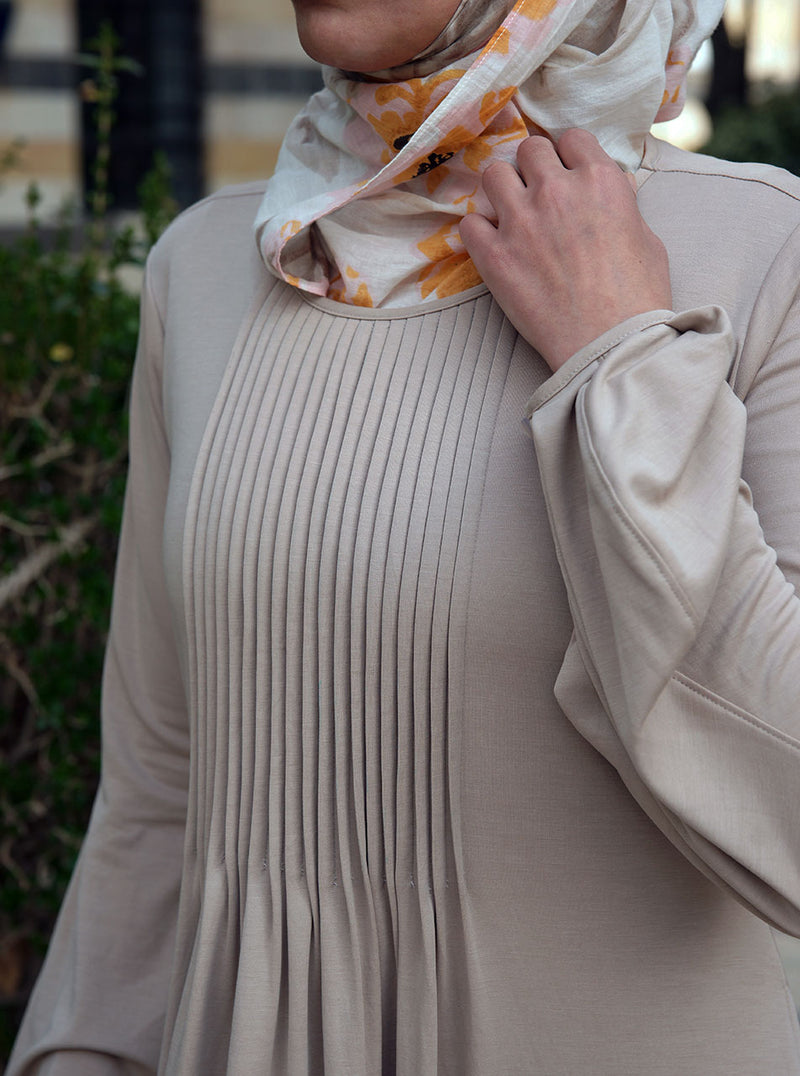 Pleated Abaya with Puffed Sleeves