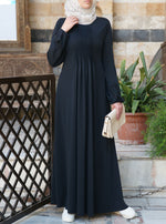 Pleated Abaya with Puffed Sleeves