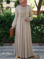 Pleated Abaya with Puffed Sleeves
