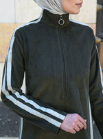 Dual Striped Corduroy Maxi Dress