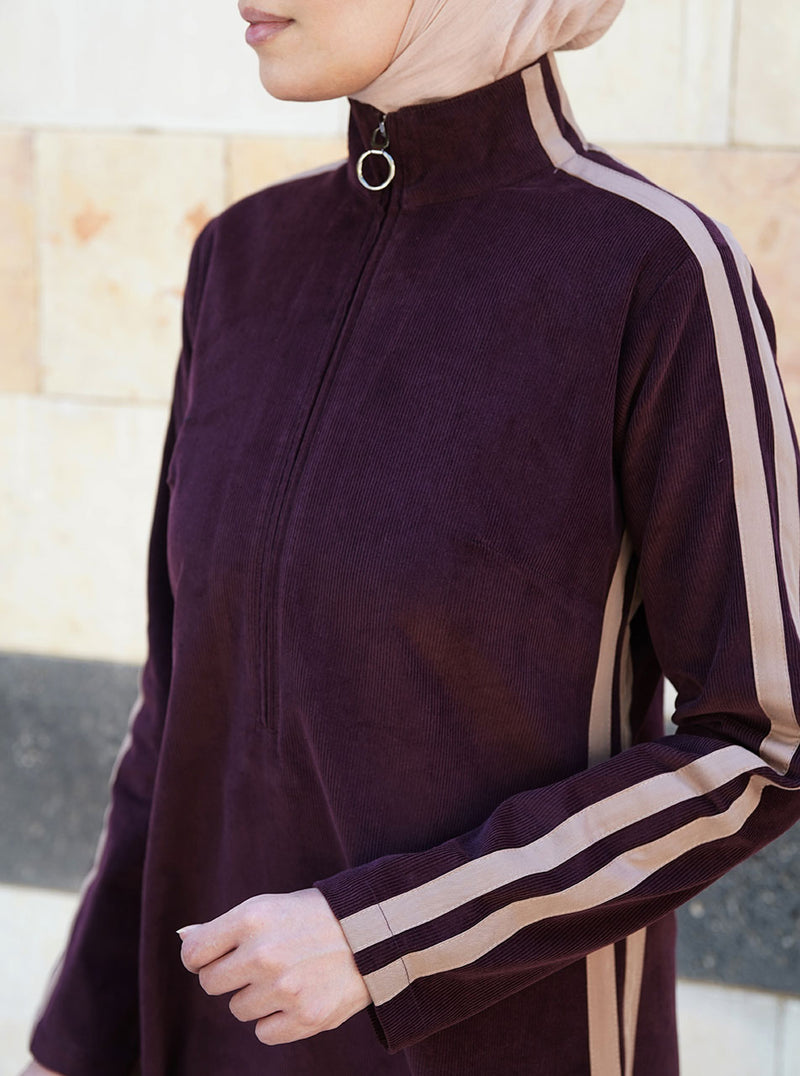 Dual Striped Corduroy Maxi Dress